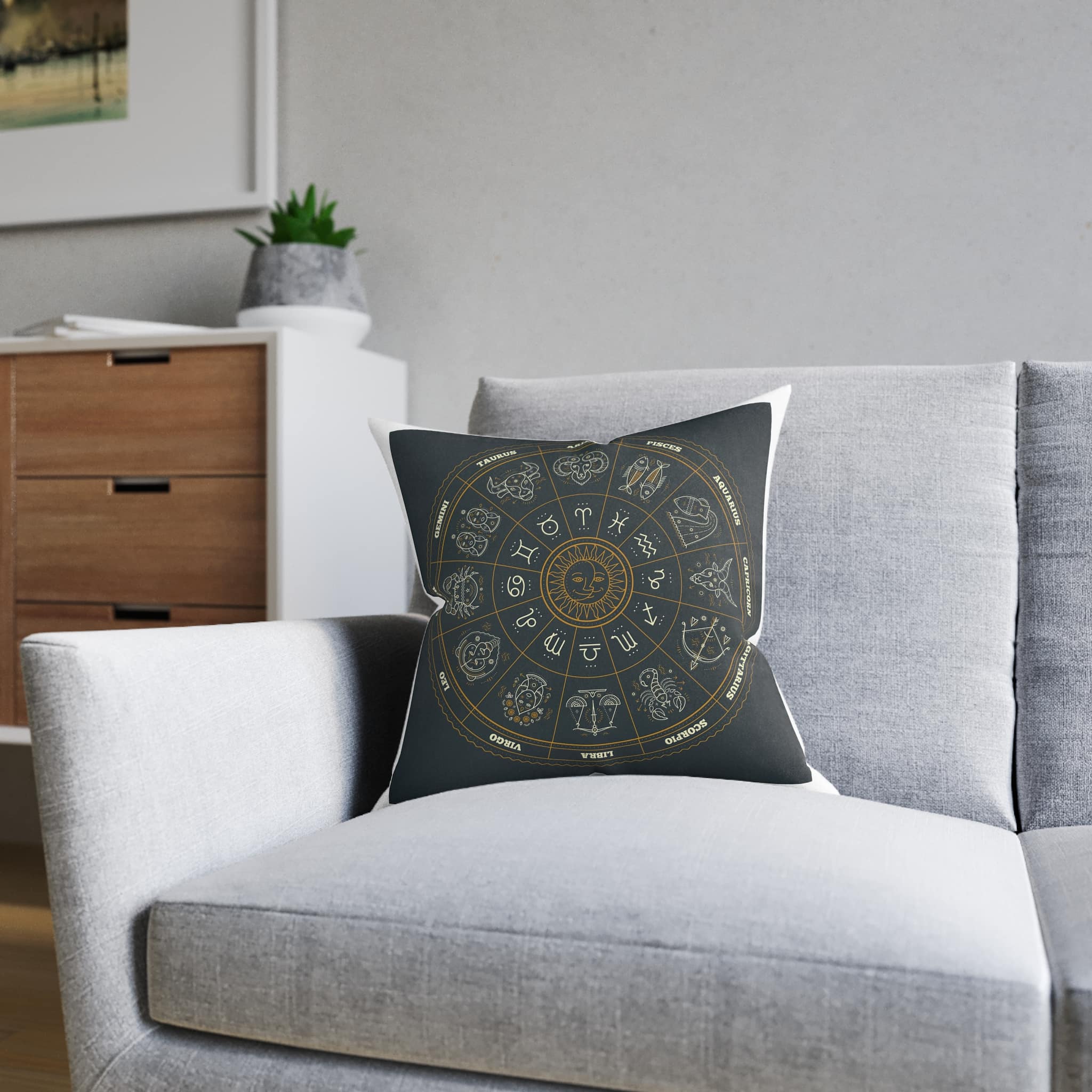 Zodiac Signs Square Pillow Pink Back - Image 8