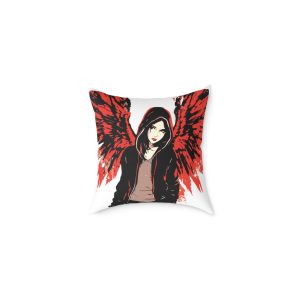 Whimsical Angel Girl Vector Illustration Square Poly Canvas Pillow