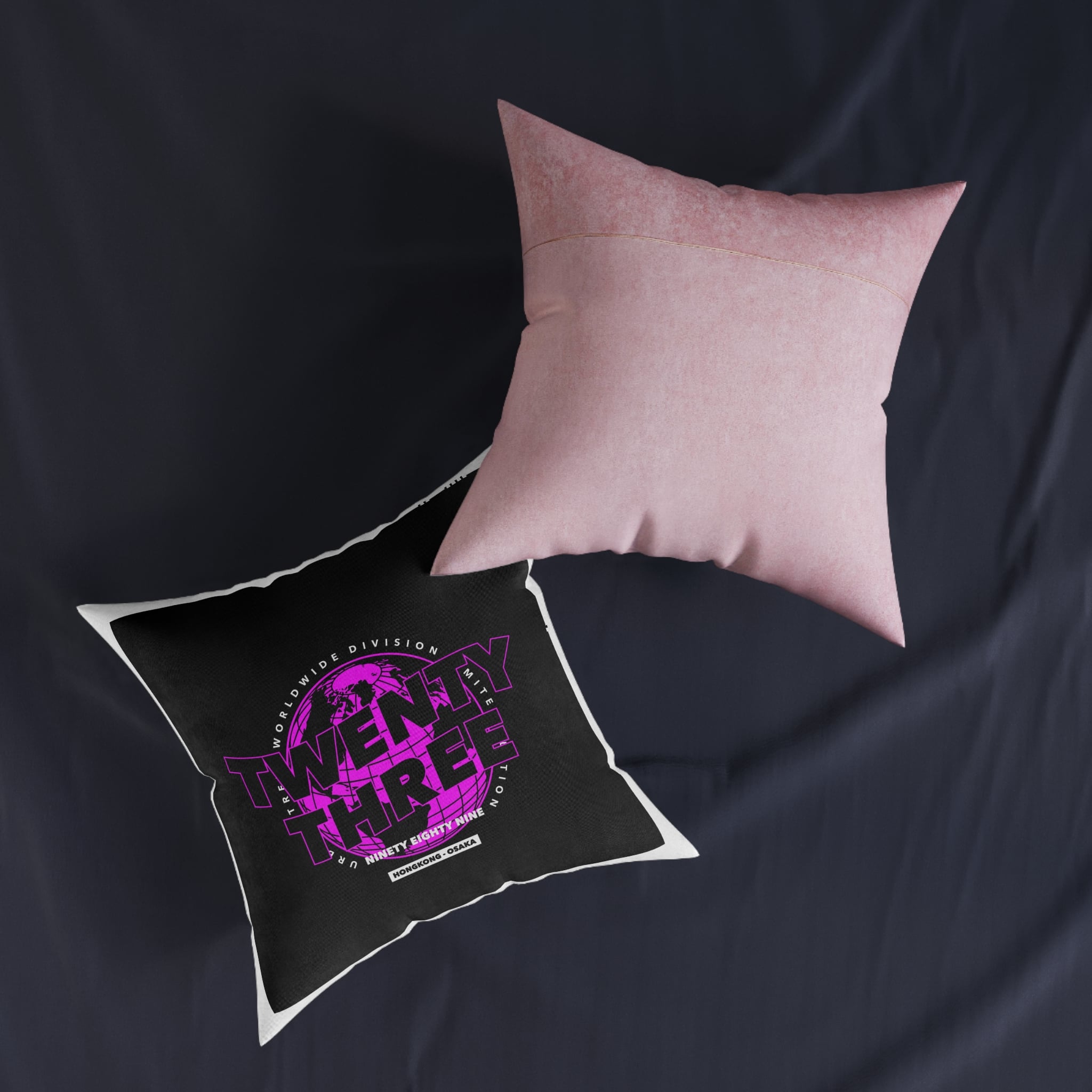 Twenty Three Hongkong Osaka Street Vintage Square Pillow Pink Back - Image 11