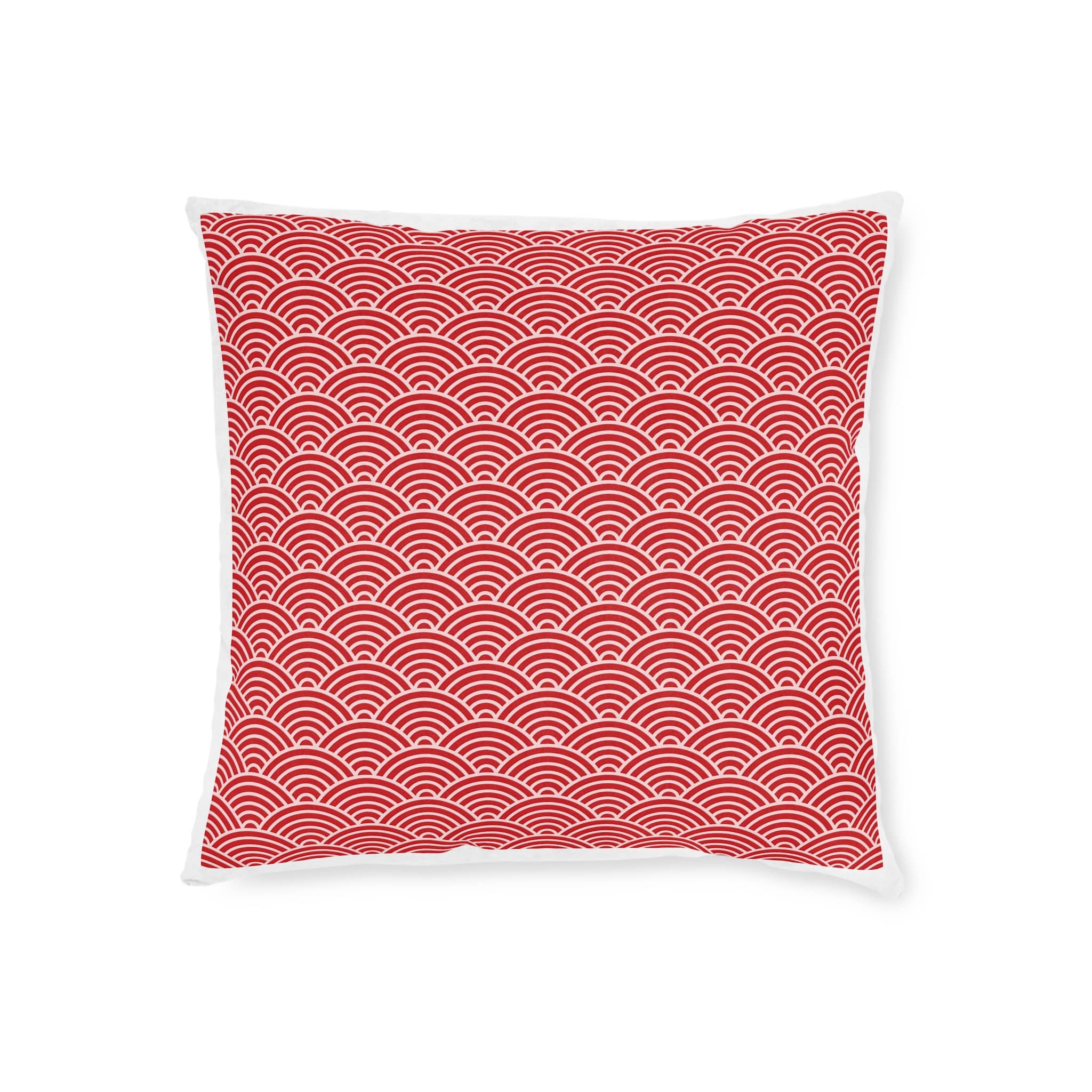 Japanese Wave Seamless Pattern Background Square Pillow Pink Back - Image 5