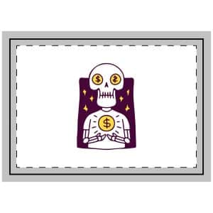Cool Skull Character With Dollar Coin Illustration T Shirt Sticker Apparel Merchandise Throw Pillow