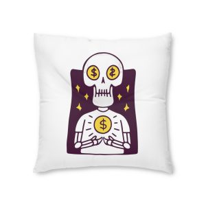 Cool Skull Character With Dollar Coin Illustration T Shirt Sticker Apparel Merchandise Tufted Floor Pillow Square