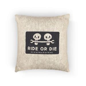 Cool Two Skulls Head Bite Wrench Illustration T Shirt Sticker Woven Pillow