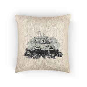 Money Is Religion Vintage Drawing Woven Pillow