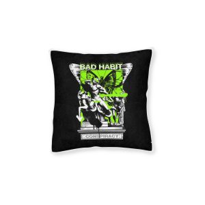 Bad Habit Conspiracy Street Style Vintage Fashion Square Pillow Pink Back