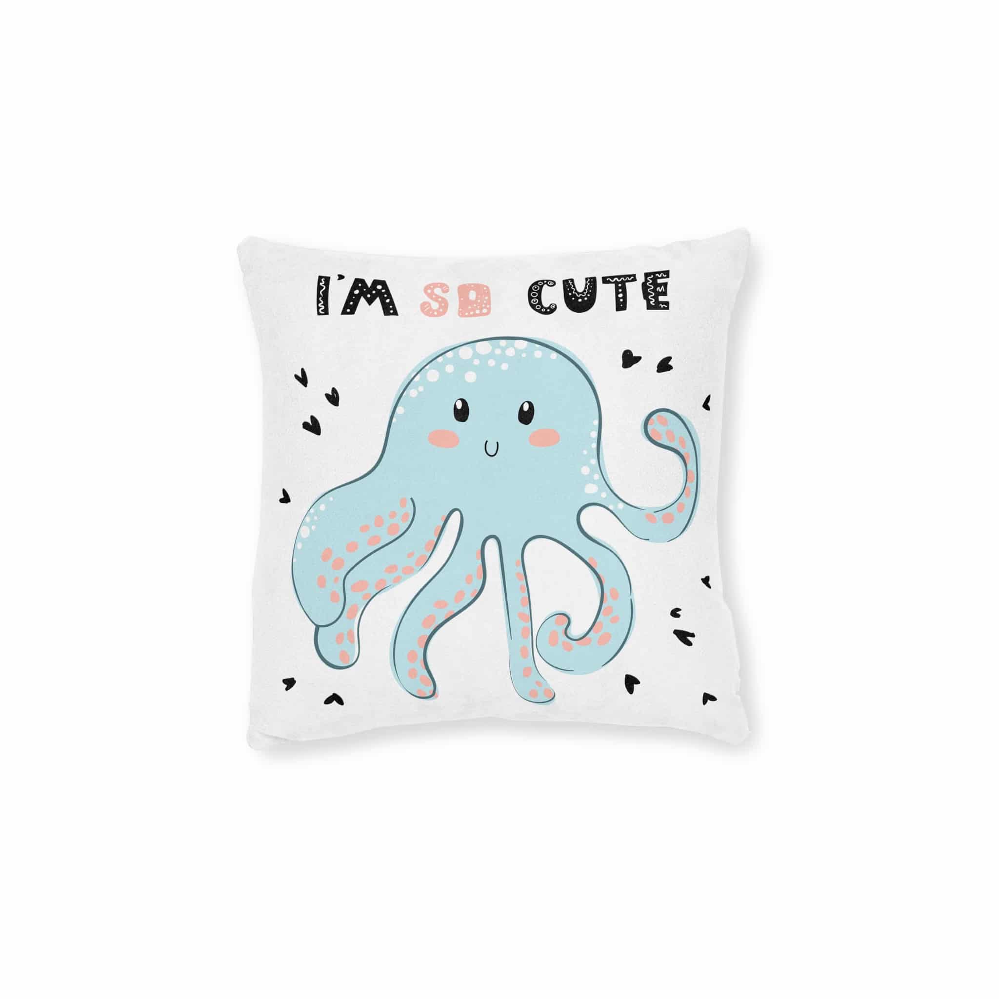 Iam So Cute Square Pillow Pink Back