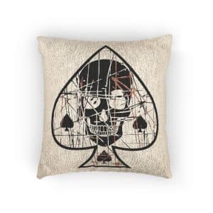 Ace Spades With Skull Grunge Vintage Design T Shirts(5) Woven Pillow