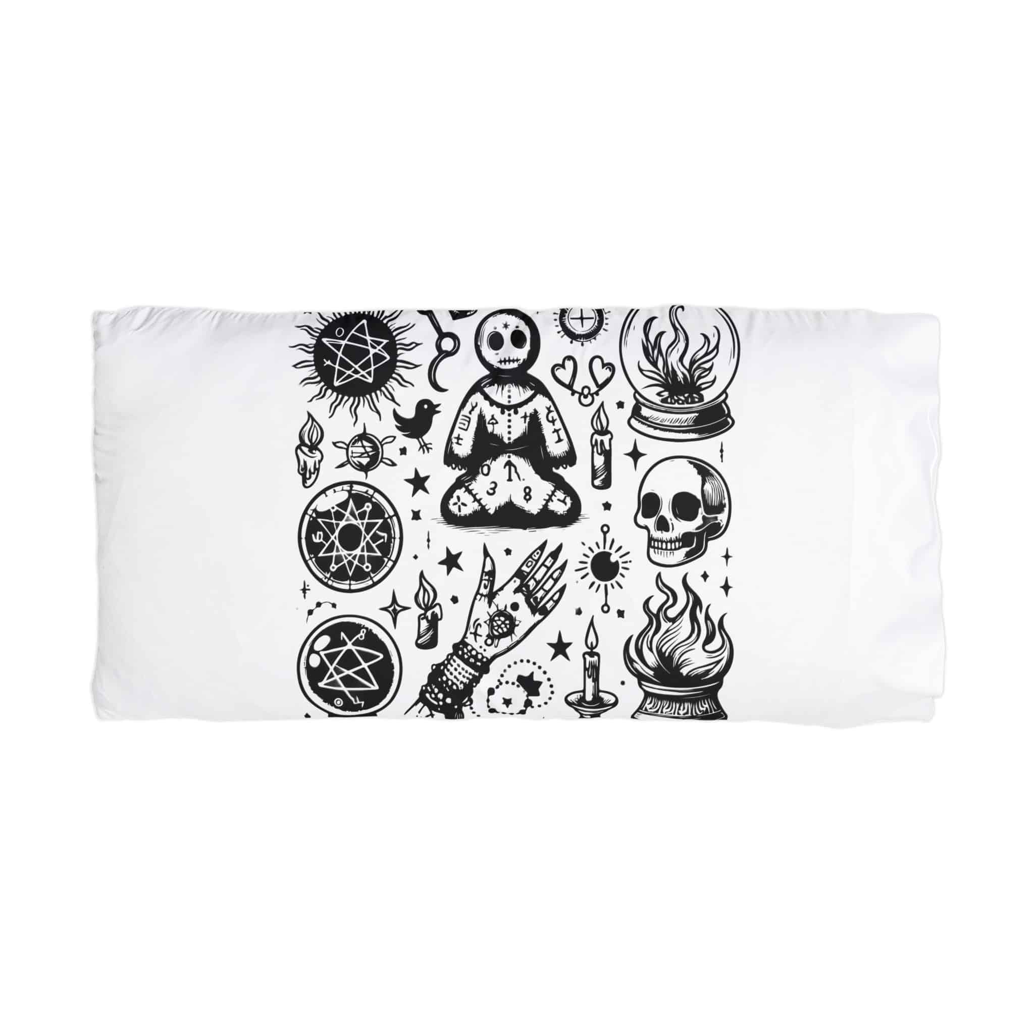 Set of Hand Drawn S of Voodoo Doll Crystal Ball and Clairvoyance Magic and Mystery Microfiber Pillowcase - Image 4