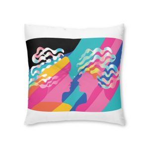 Colorful Abstract Gemini Twins Tufted Floor Pillow Square