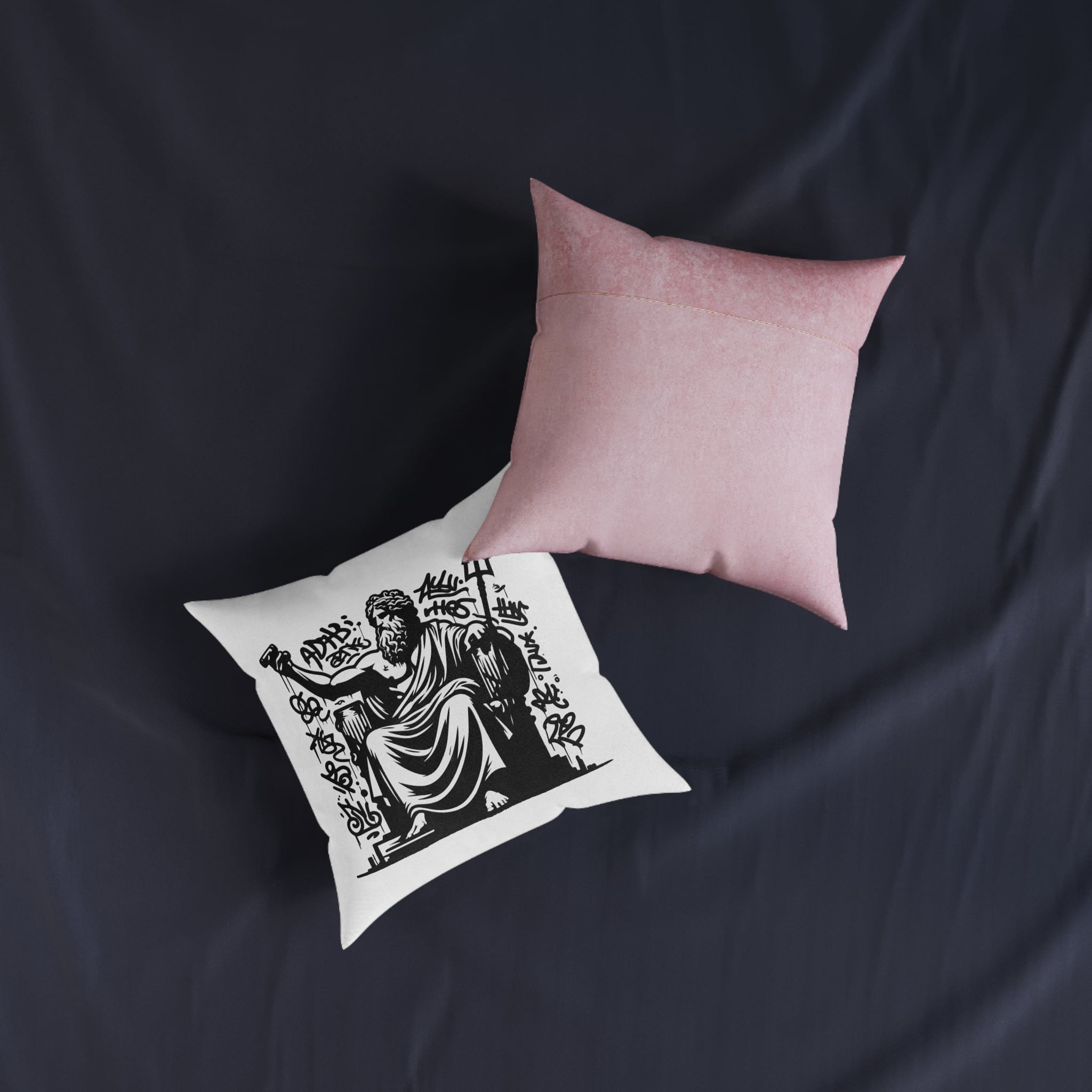 Zeus Deity Mythology Square Pillow Pink Back - Image 7