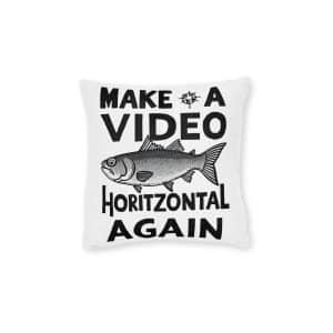 Make A Video Horizontal Again Square Pillow Pink Back
