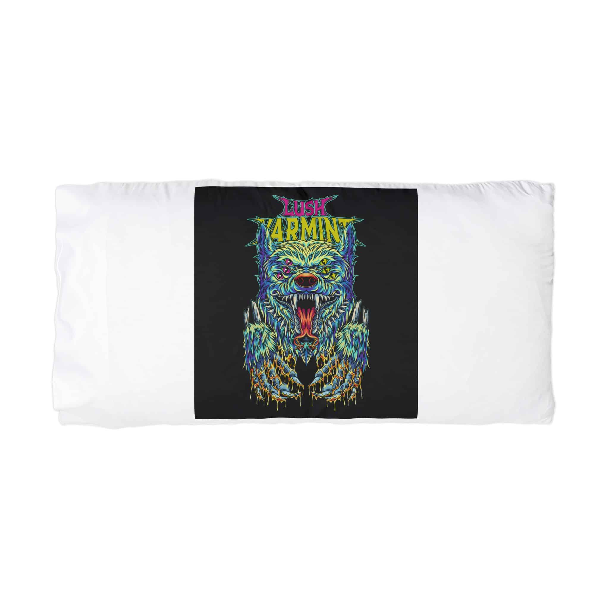 Three Eyed Wolf With Text Illustration Microfiber Pillowcase - Image 3