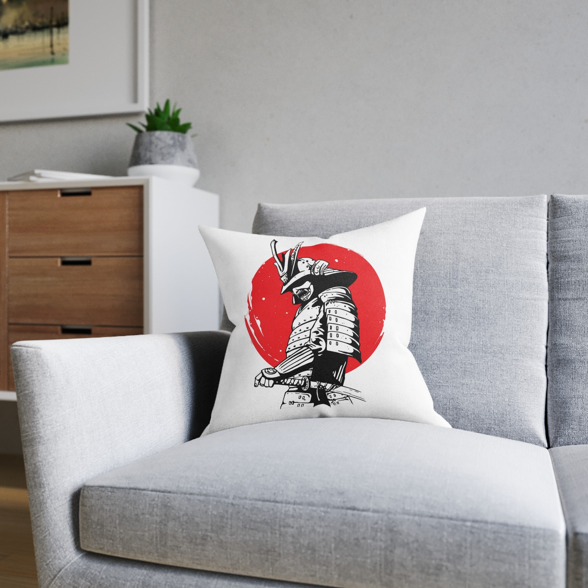 Samurai V1 Square Pillow Pink Back - Image 8