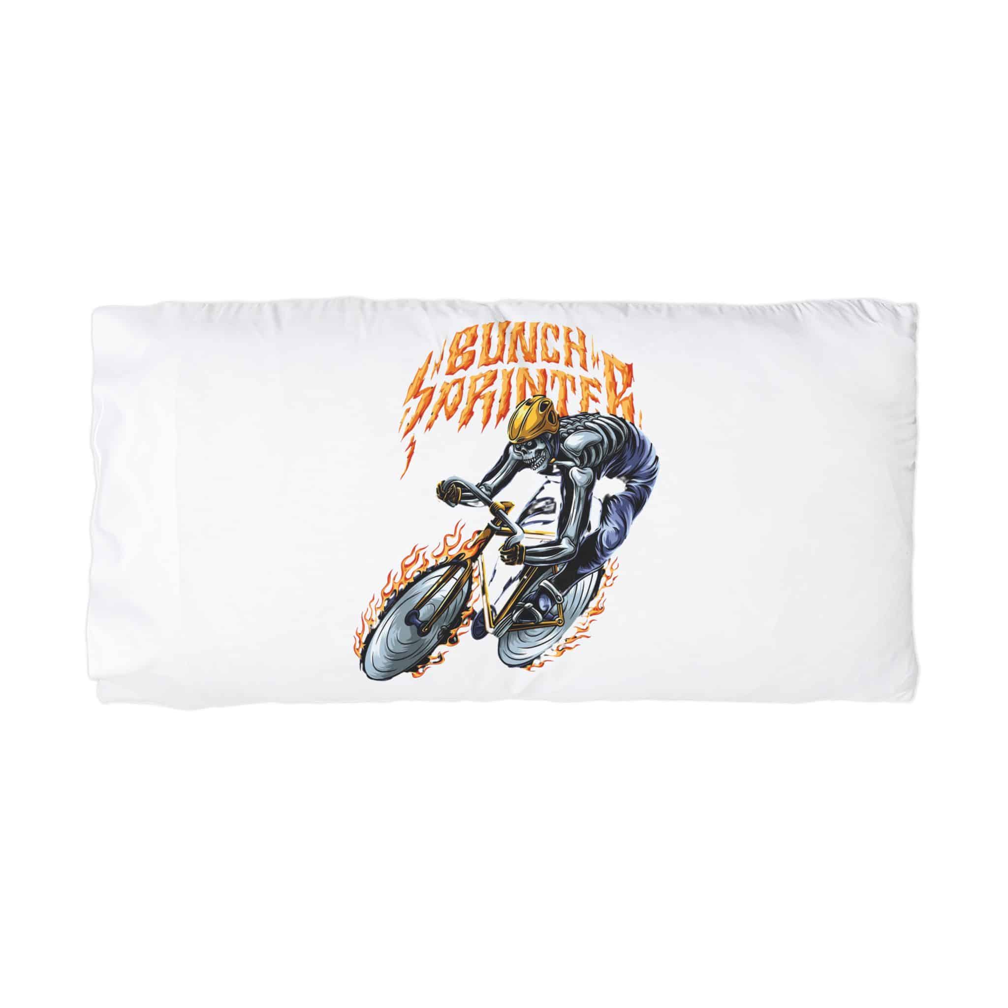 Cornering Skull Cyclist With Text Illustration Microfiber Pillowcase - Image 3