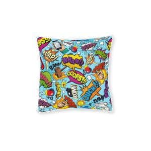Comic Colorful Seamless Pattern With Bright Speech Bubbles Square Pillow Pink Back