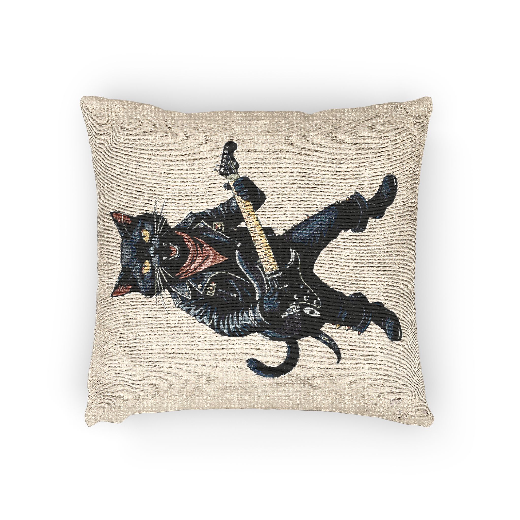 Illustration Happy Smiling Dog Glasses Tshirt Design Cartoon Style Woven Pillow - Image 2