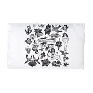 Old School Monochrome Tattoo Microfiber Pillowcase