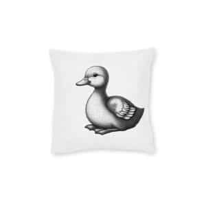 Drawing Duck With White Background That Says Duck Square Pillow Pink Back