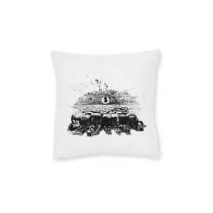 Money Is Religion Vintage Drawing Square Pillow Pink Back