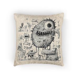 Tarjeta Monstruo Horror Halloween (1) Woven Pillow