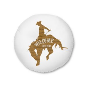 Welcome Cowboy Tufted Floor Pillow Round