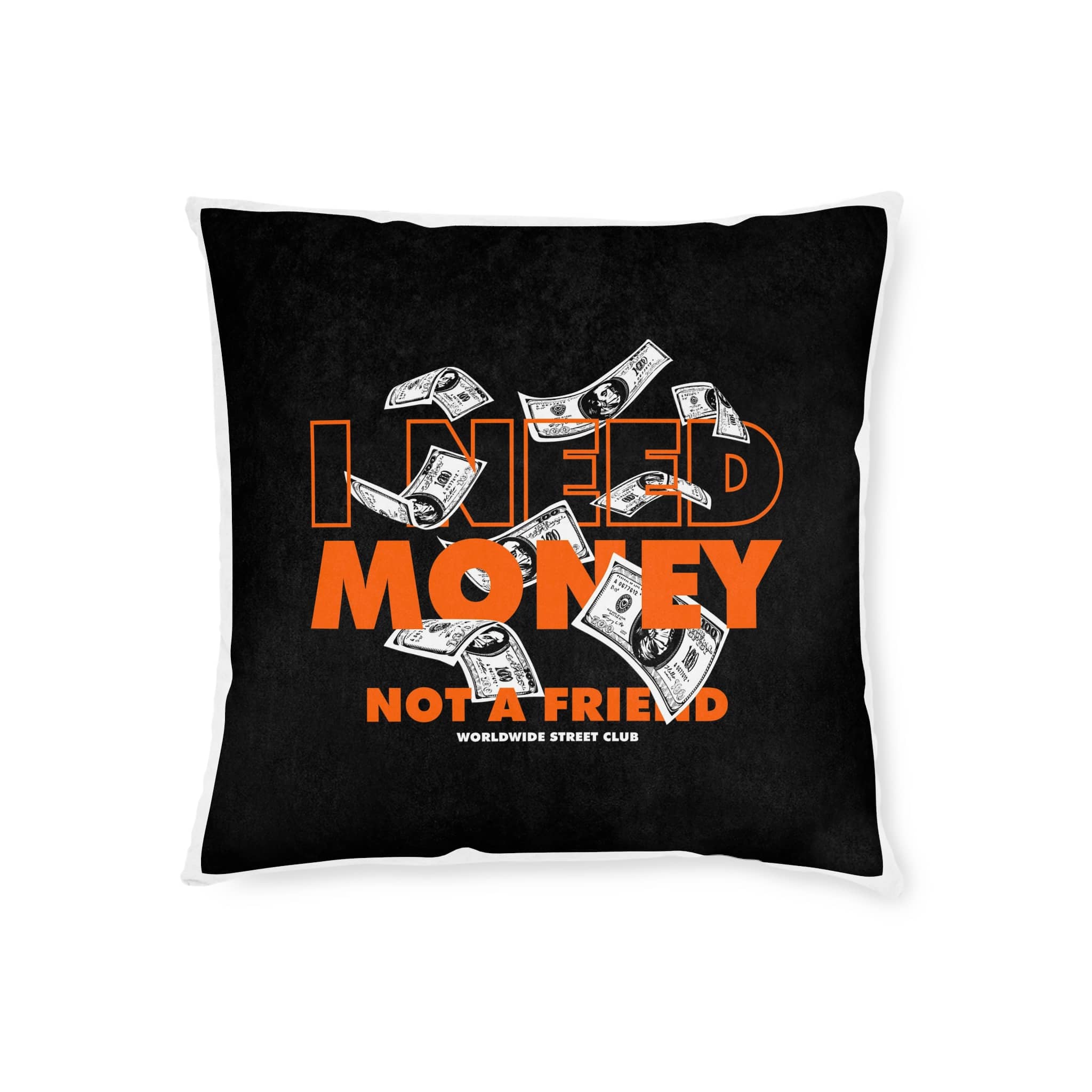 I Need Money Not A Friend Simple Vintage Fashion Square Pillow Pink Back - Image 5