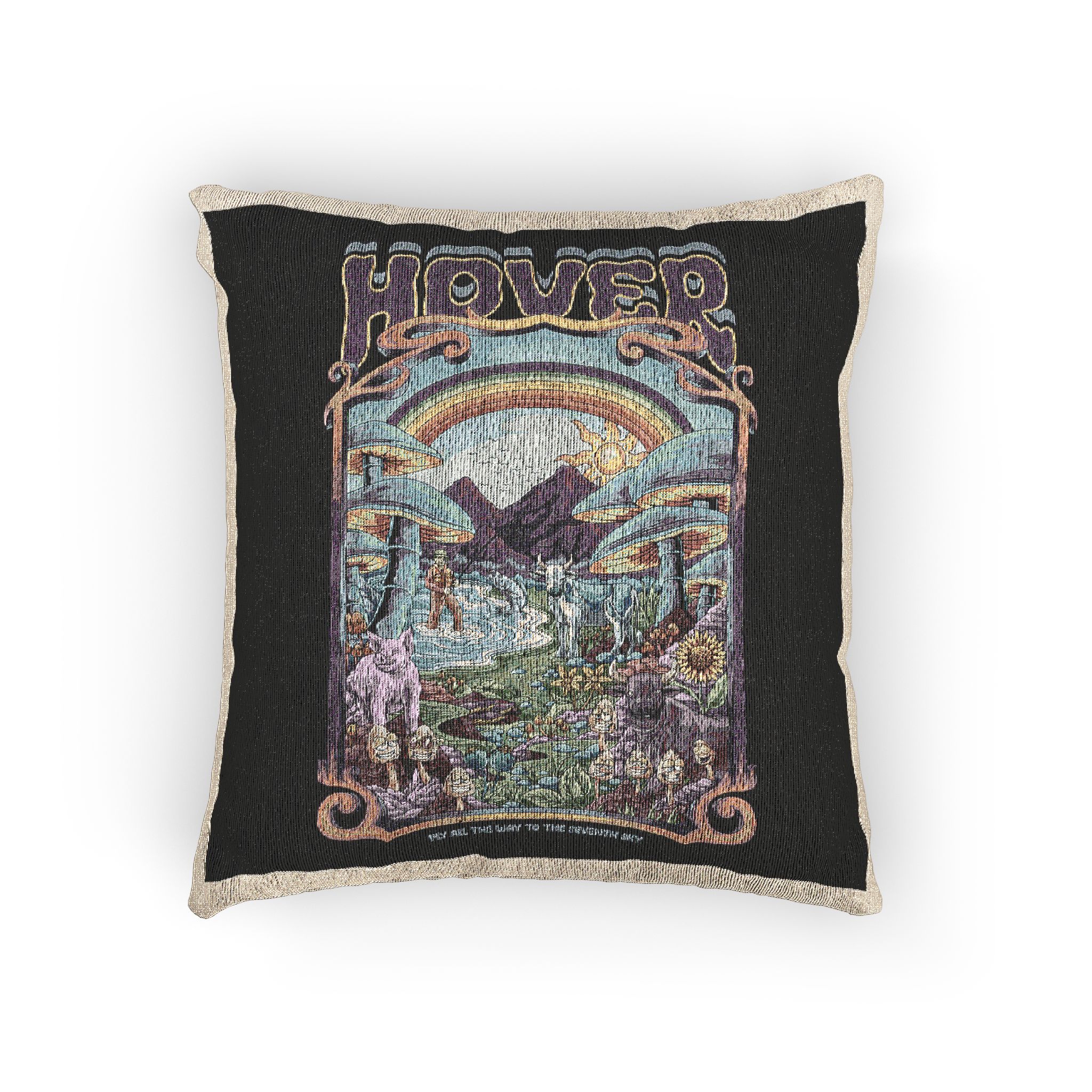 Magic Psychedelic With Text Illustration Woven Pillow