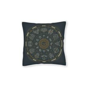 Zodiac Signs Square Pillow Pink Back