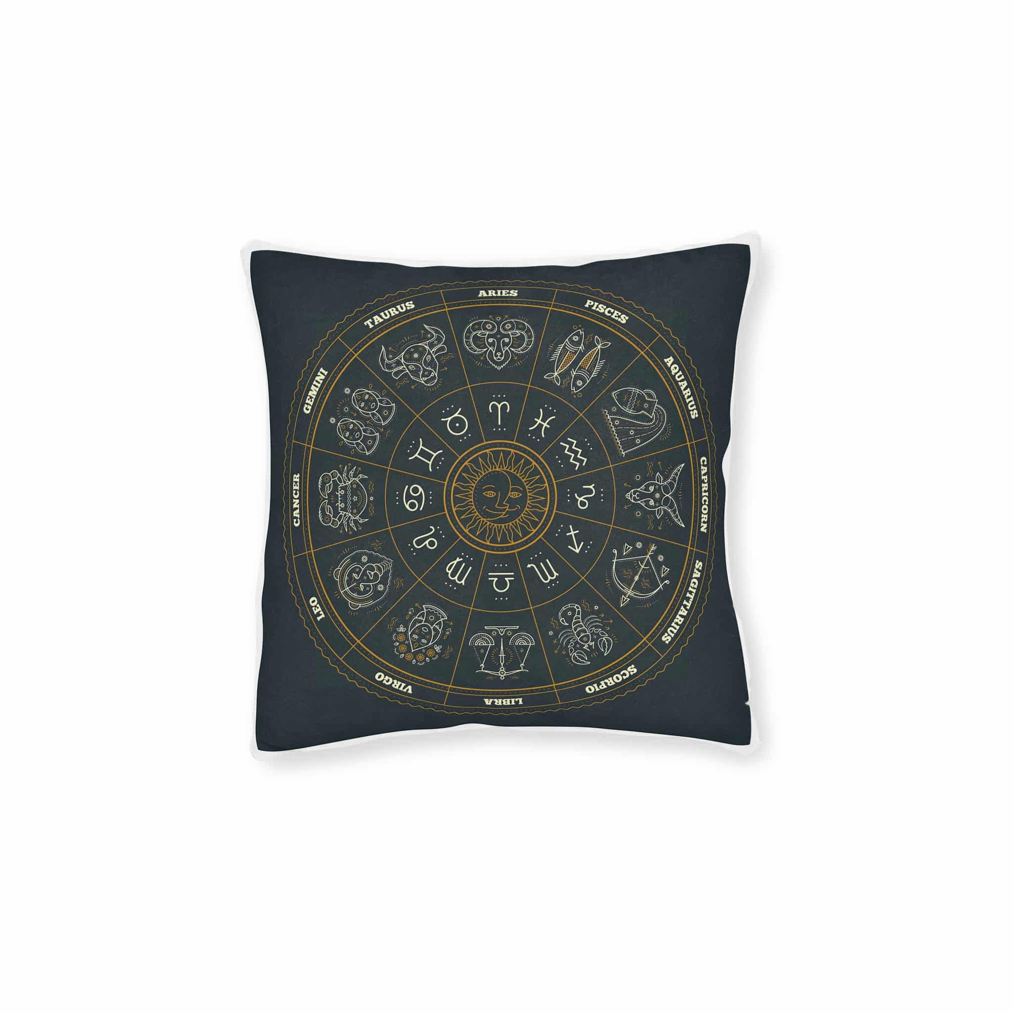 Zodiac Signs Square Pillow Pink Back