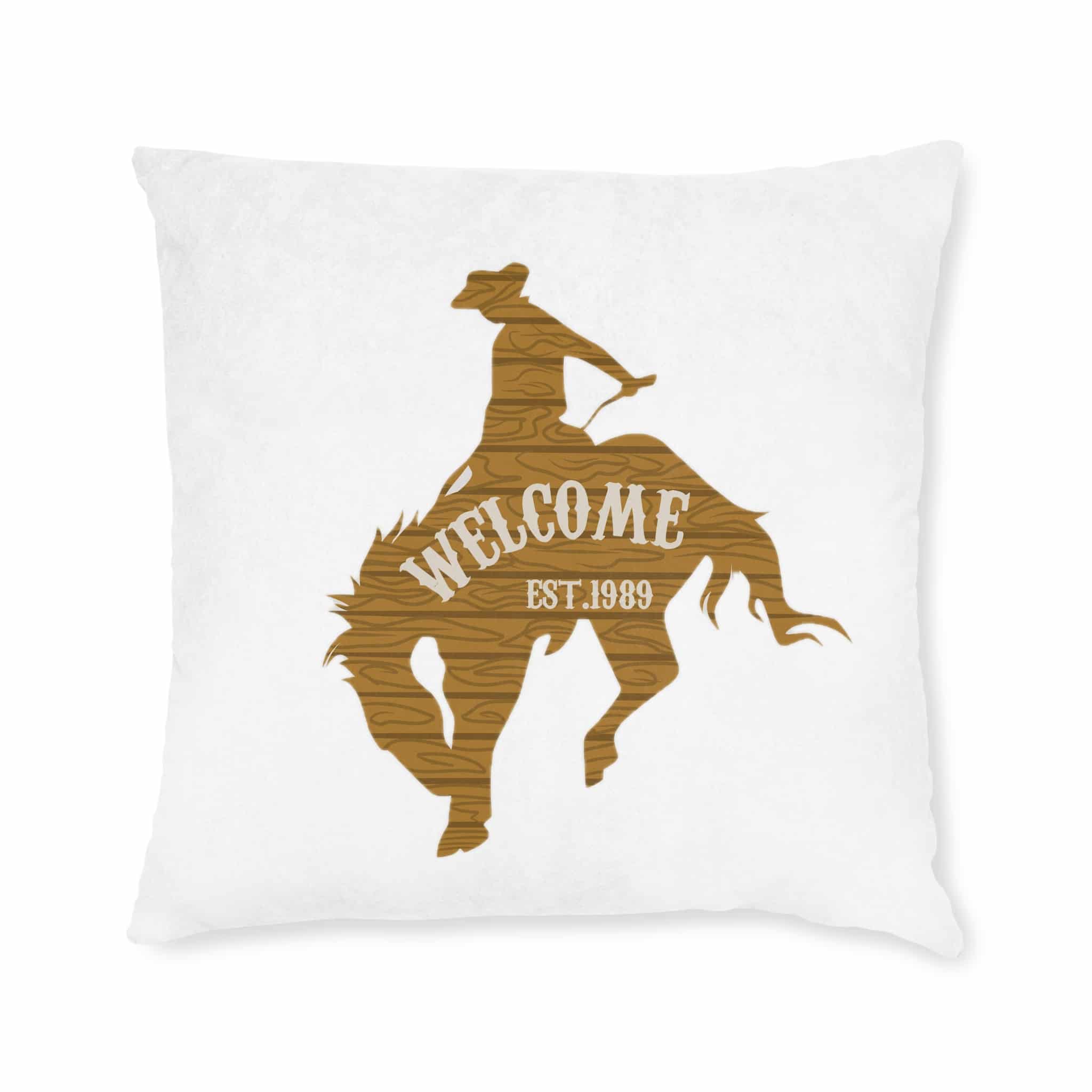 Welcome Cowboy Square Pillow Pink Back - Image 9