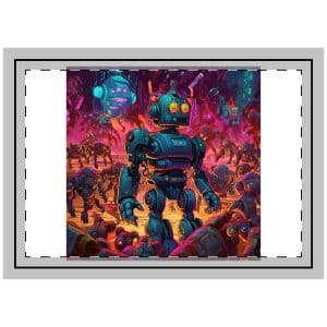 Cartoon Image Robot With Large Robot Center Throw Pillow