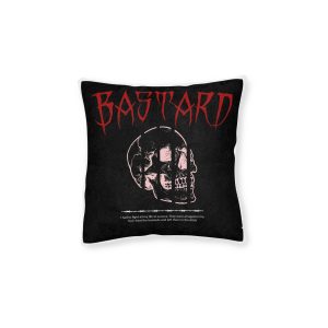 Bastard Skull Streetwear Design Clothing Square Pillow Pink Back