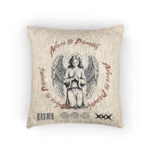 Praying Angel Tshirt Logo Design Vector Black Background Woven Pillow