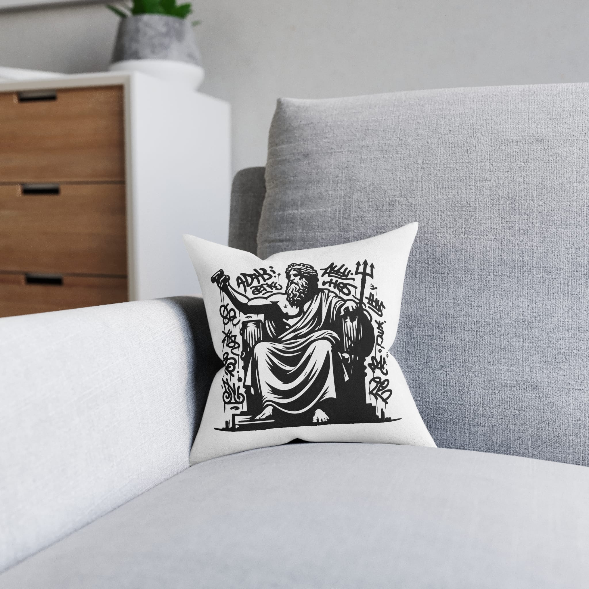 Zeus Deity Mythology Square Pillow Pink Back - Image 4
