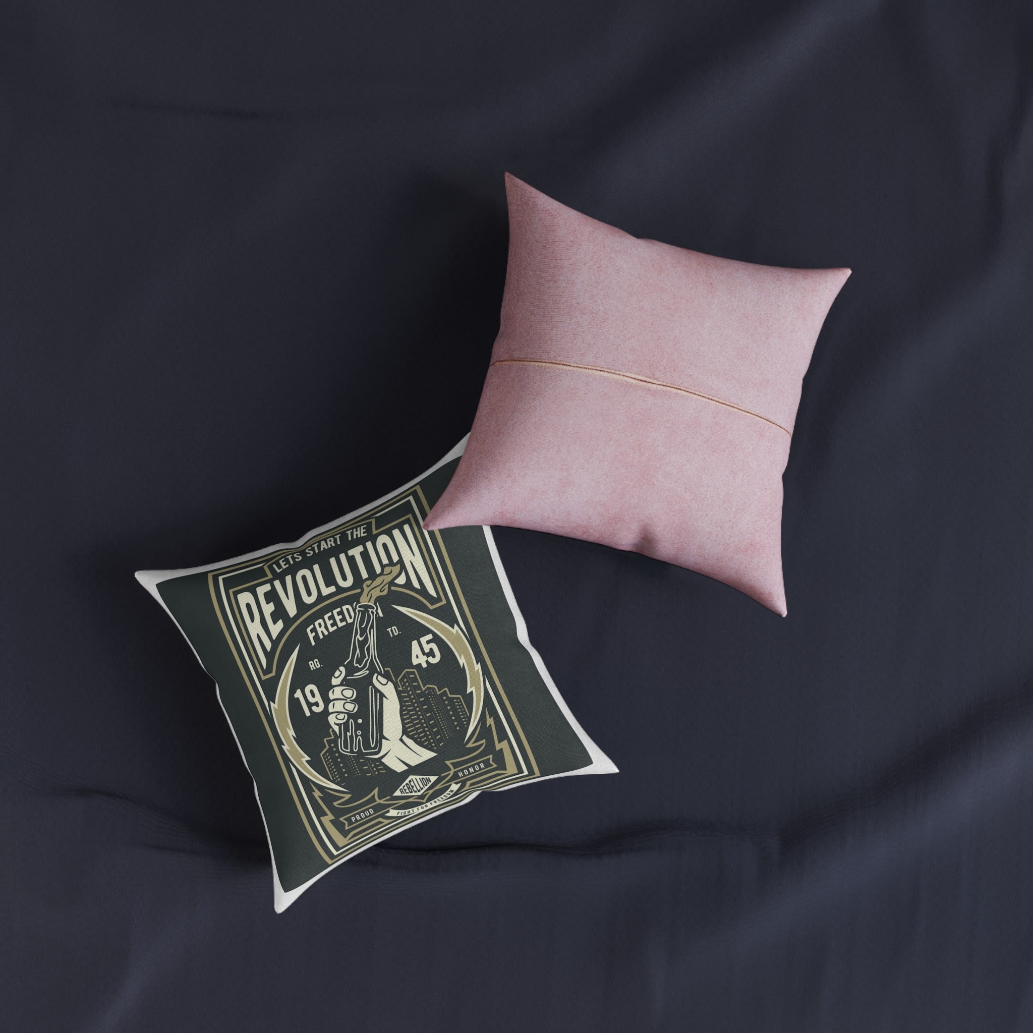 Lets Start the Revolution Square Pillow Pink Back - Image 3