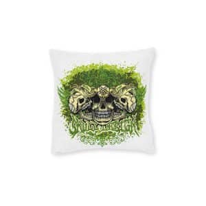 Gothic Sign With Skull Wings Grunge Vintage Design T Shirts Square Pillow Pink Back