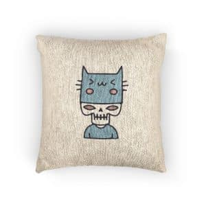 Cool Skull With Cat Hat Illustration T Shirt Sticker Apparel Merchandise Woven Pillow