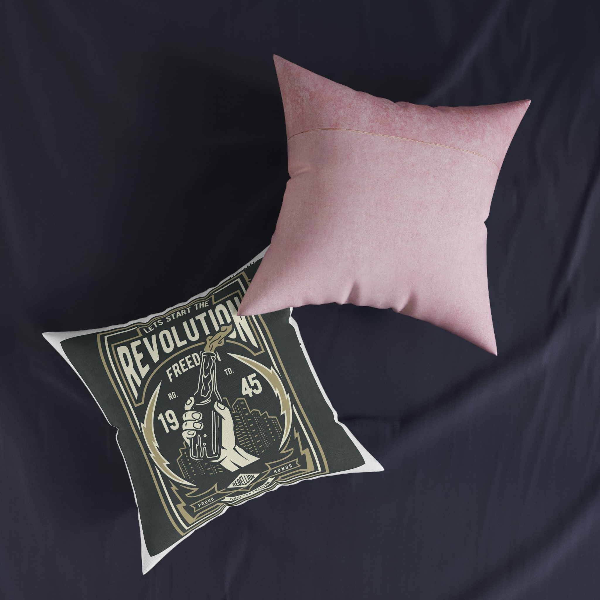 Lets Start the Revolution Square Pillow Pink Back - Image 11