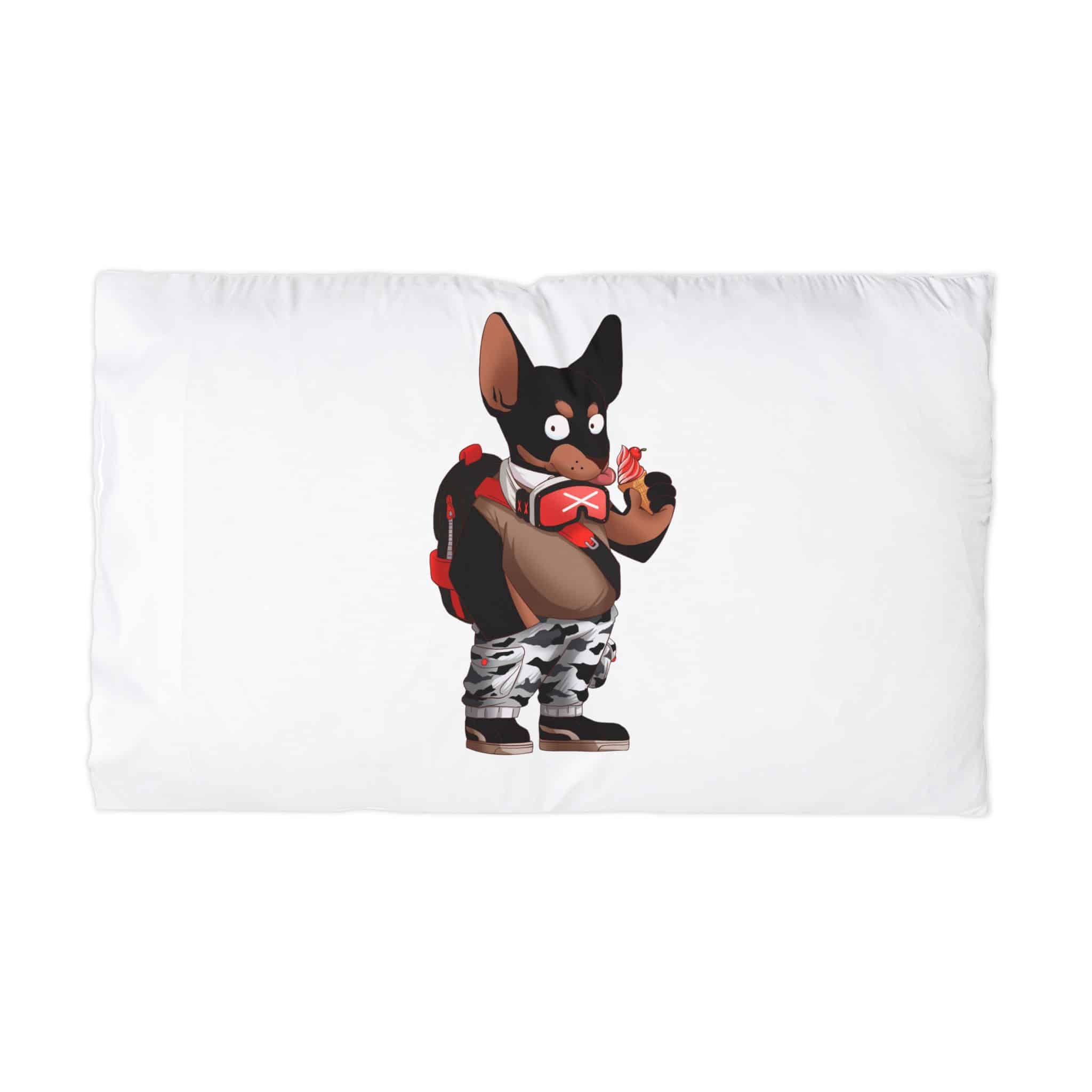 Cool Little Mice Eat Ice Cream Mascot Design Cartoon Illstration Microfiber Pillowcase