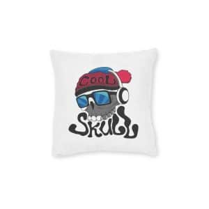 Cool Skull Beats Square Pillow Pink Back
