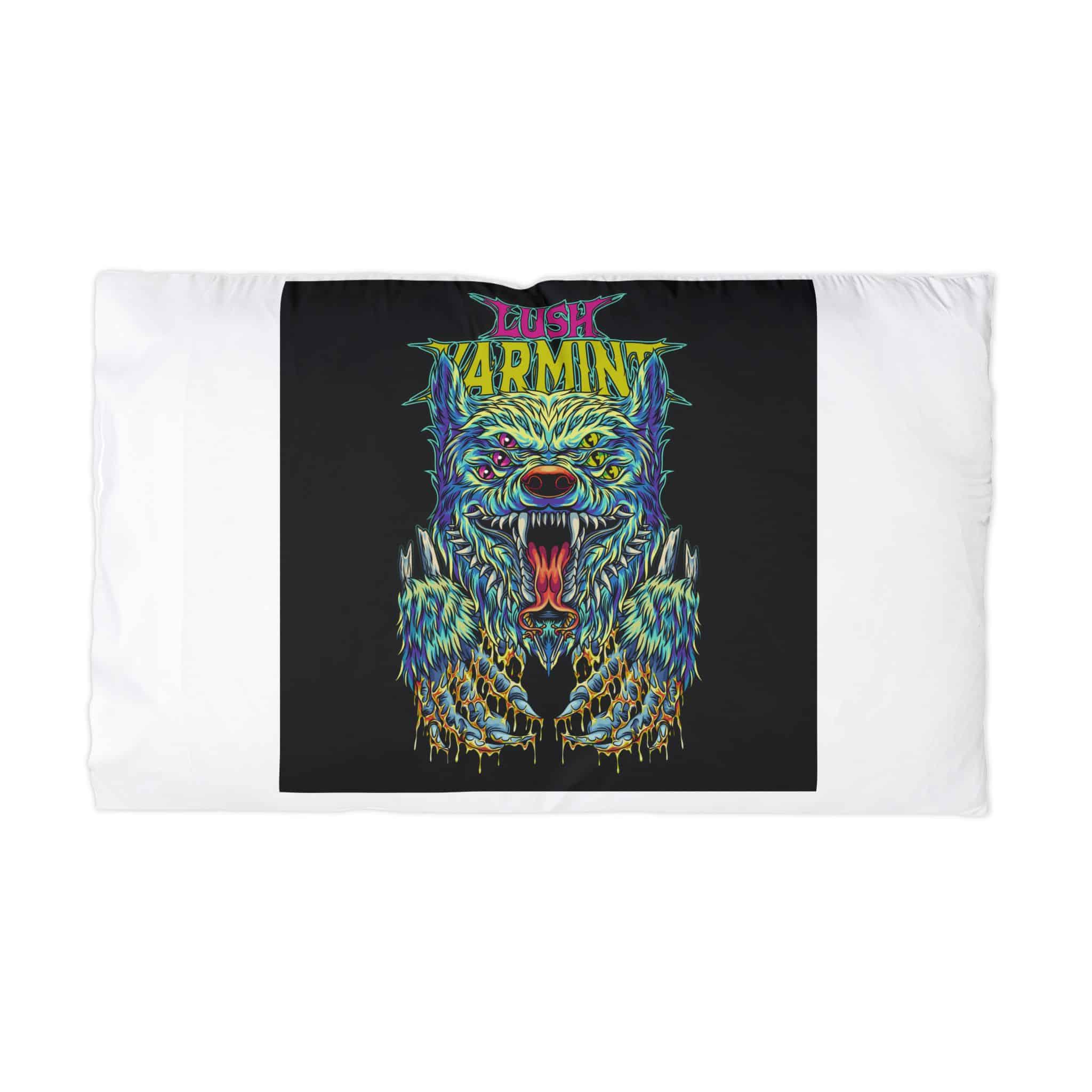 Three Eyed Wolf With Text Illustration Microfiber Pillowcase