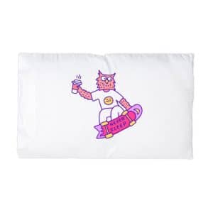 Cool Owl With Coffee Freestyle With Skateboard Illustration With Old Style 90s Cartoon Drawings Microfiber Pillowcase