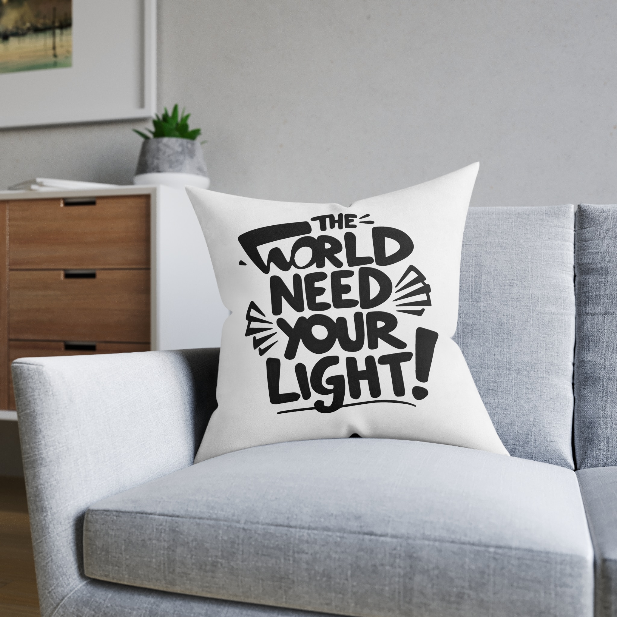 The World Need Your Light 1 Square Pillow Pink Back - Image 12