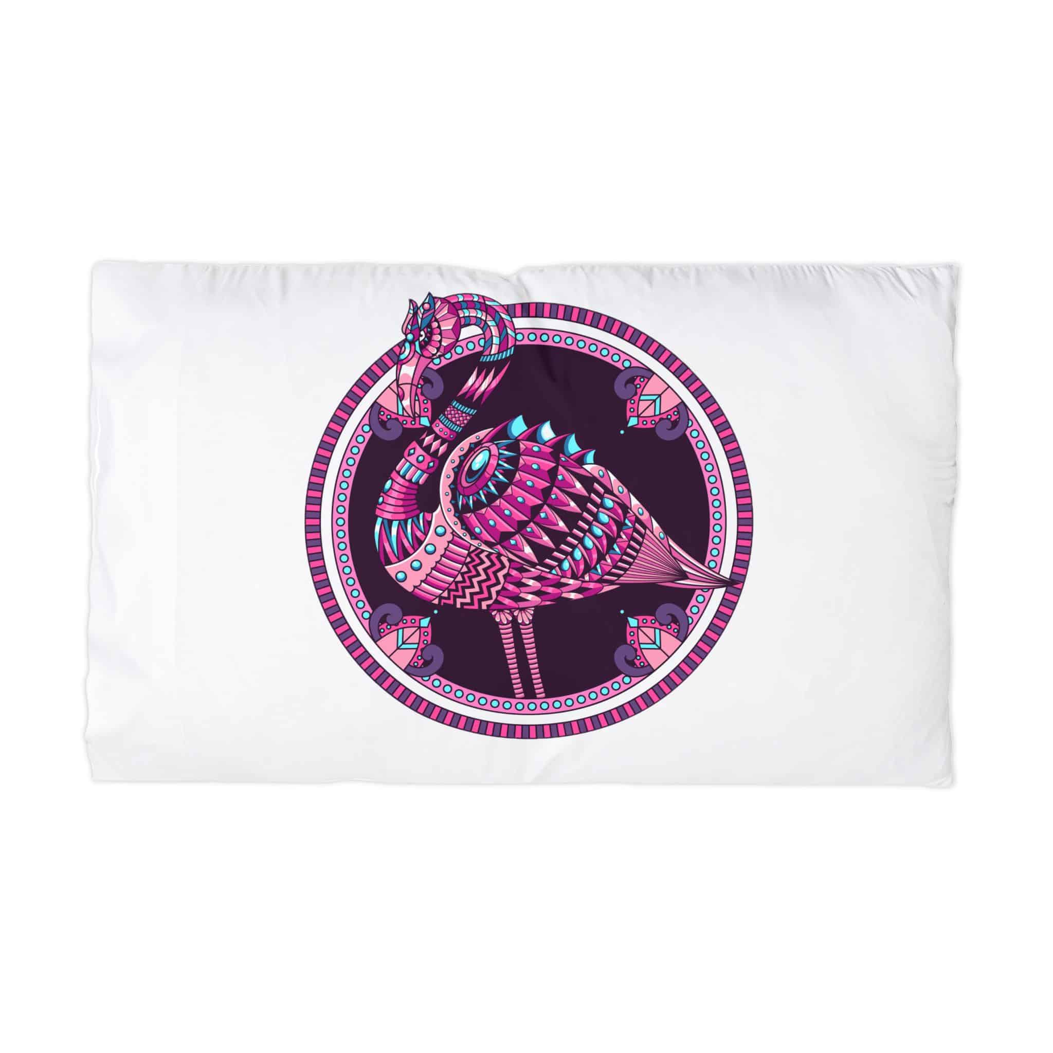 Flamingo Mandala Zentangle Illustration Microfiber Pillowcase