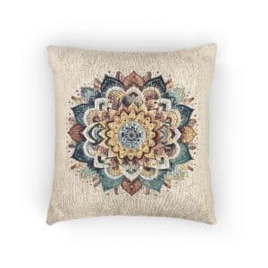 Colorful Mandala With Pattern Colors Woven Pillow