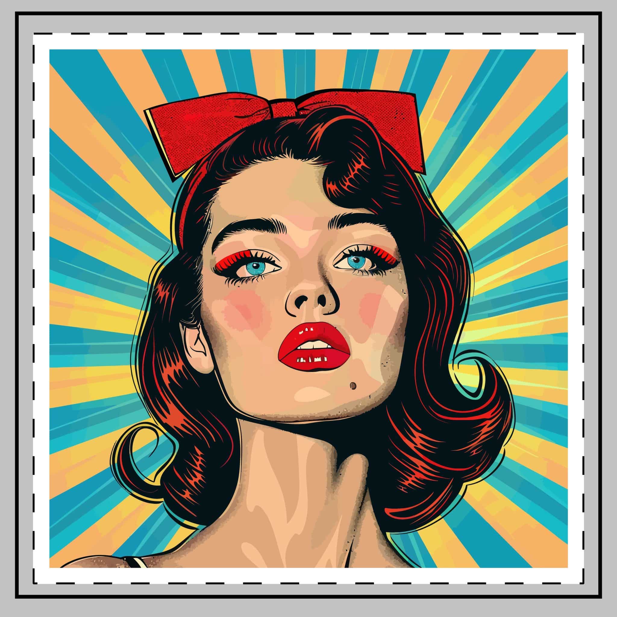 Vintage Pop Art Girl Throw Pillow - Image 2
