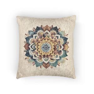 Colorful Mandala With Pattern Colors Woven Pillow