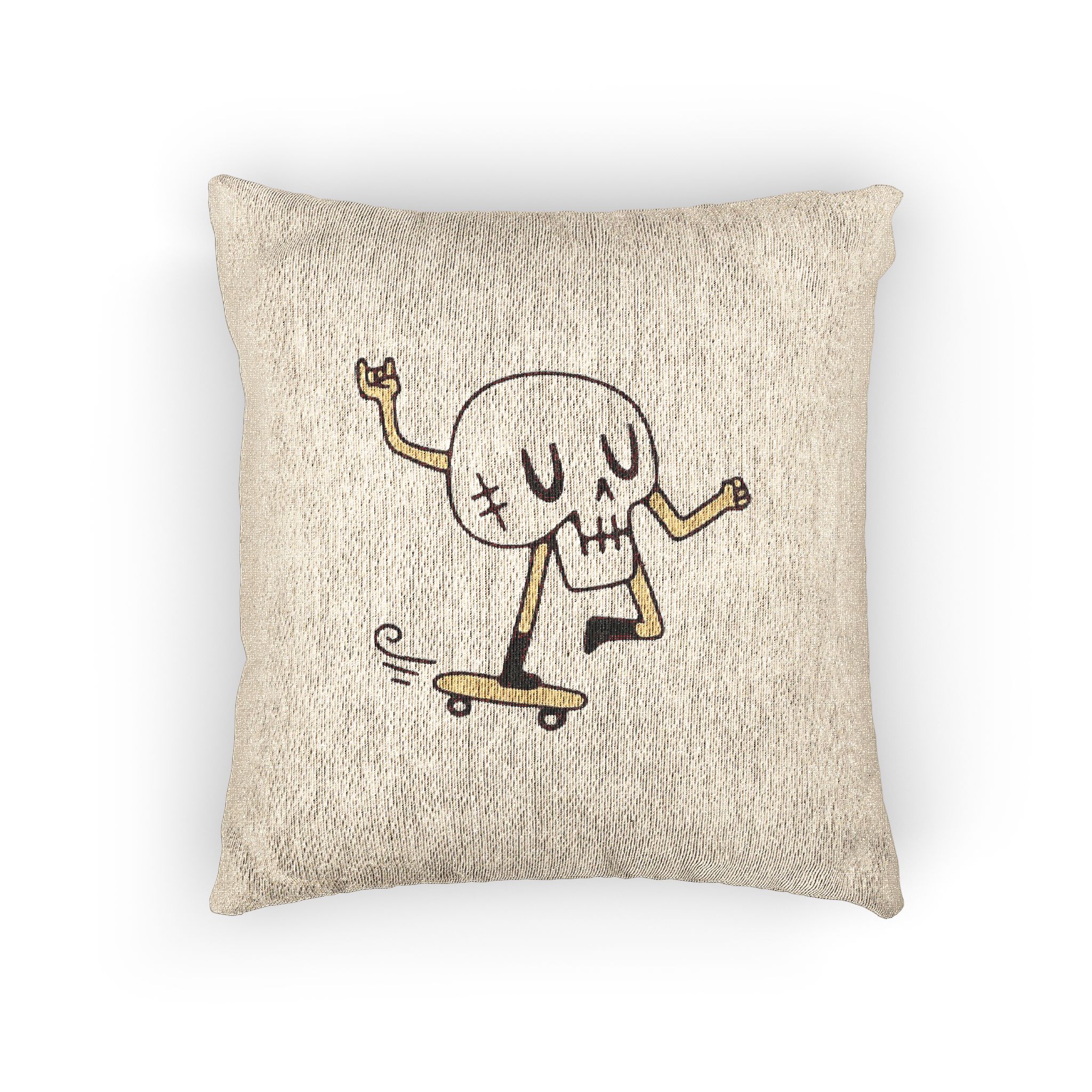 Cool Skull Riding Skateboard Illustration T Shirt Poster Sticker Apparel Merchandise Woven Pillow - Image 3