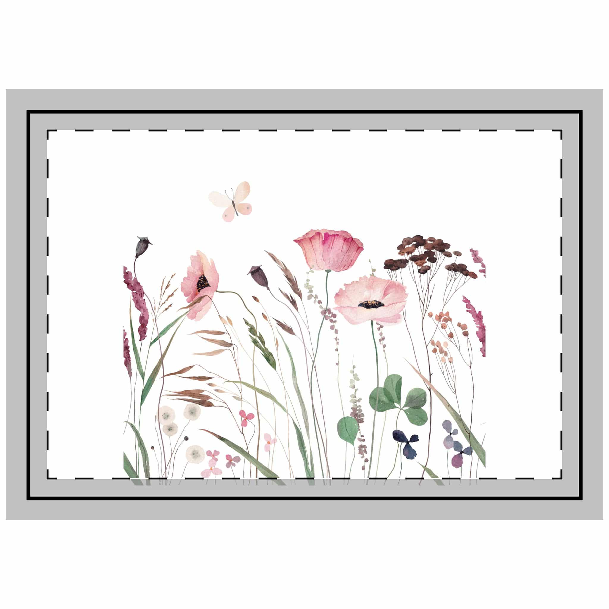 Watercolor With Wildflowers Herbs Butterfly Summer Meadow Throw Pillow