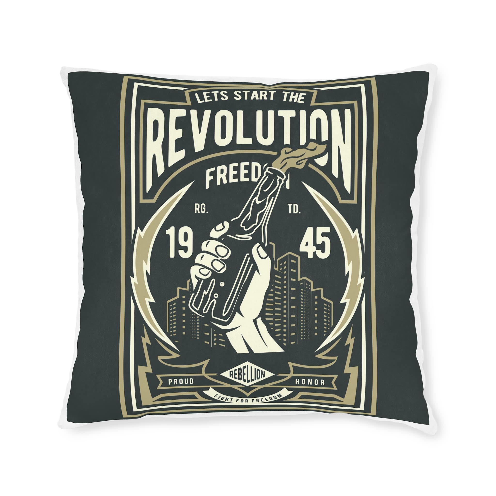 Lets Start the Revolution Square Pillow Pink Back - Image 9